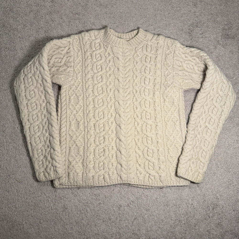 Abercrombie Fitch Sweater Womens Small Cream Cable Knit 100% Wool Fisherman Y2K
